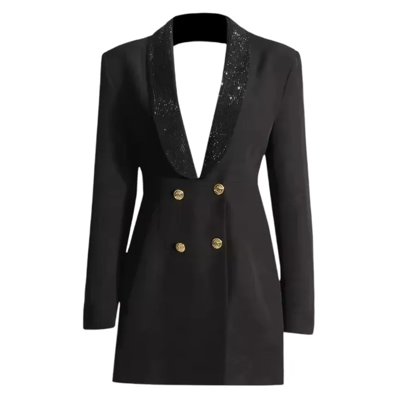 Rhonda Double Breasted Backless Blazer