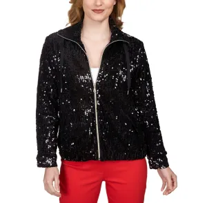 Ruby Rd. Womens Sequined Zip Up Jacket