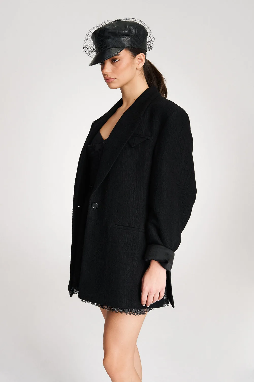 'Scarlett' Black Oversized Tuxedo Blazer