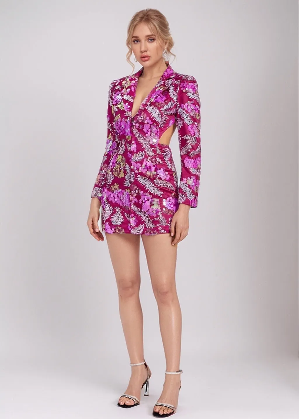 Selma Backless Sequined Blazer-Dress