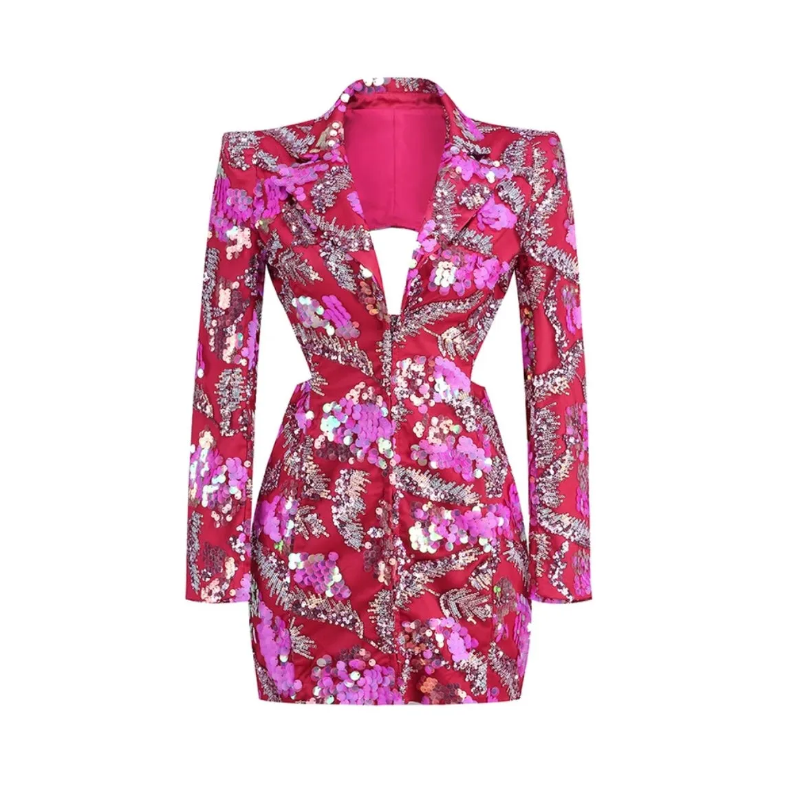 Selma Backless Sequined Blazer-Dress