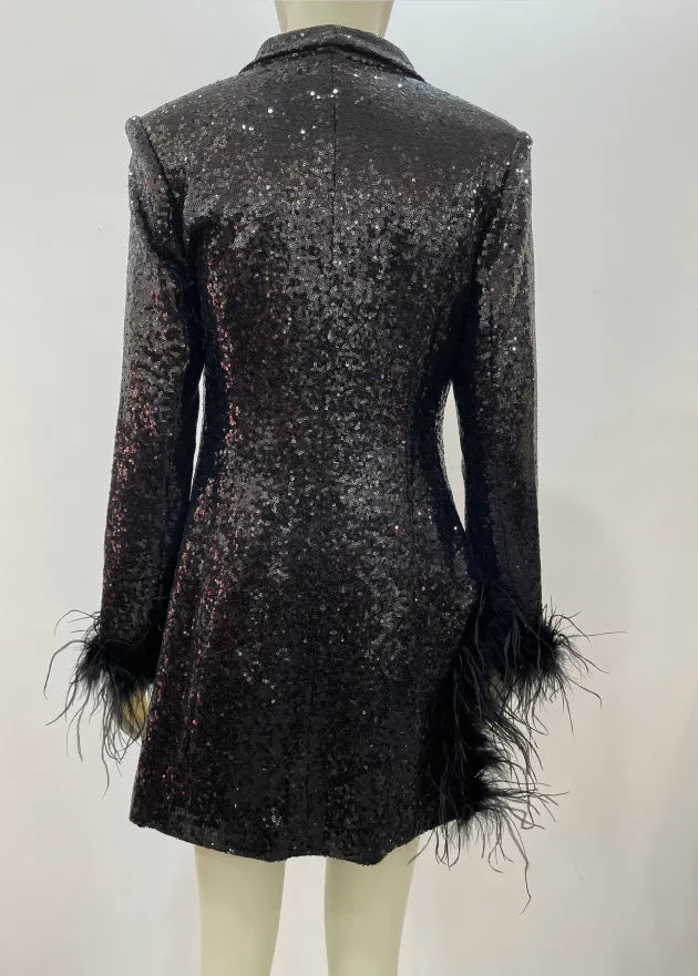 Sequin Feather Blazer Dress