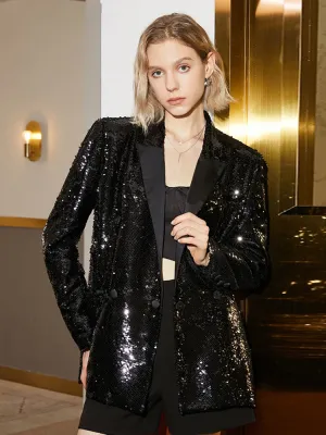 Sequin Loose Long Sleeve Blazer