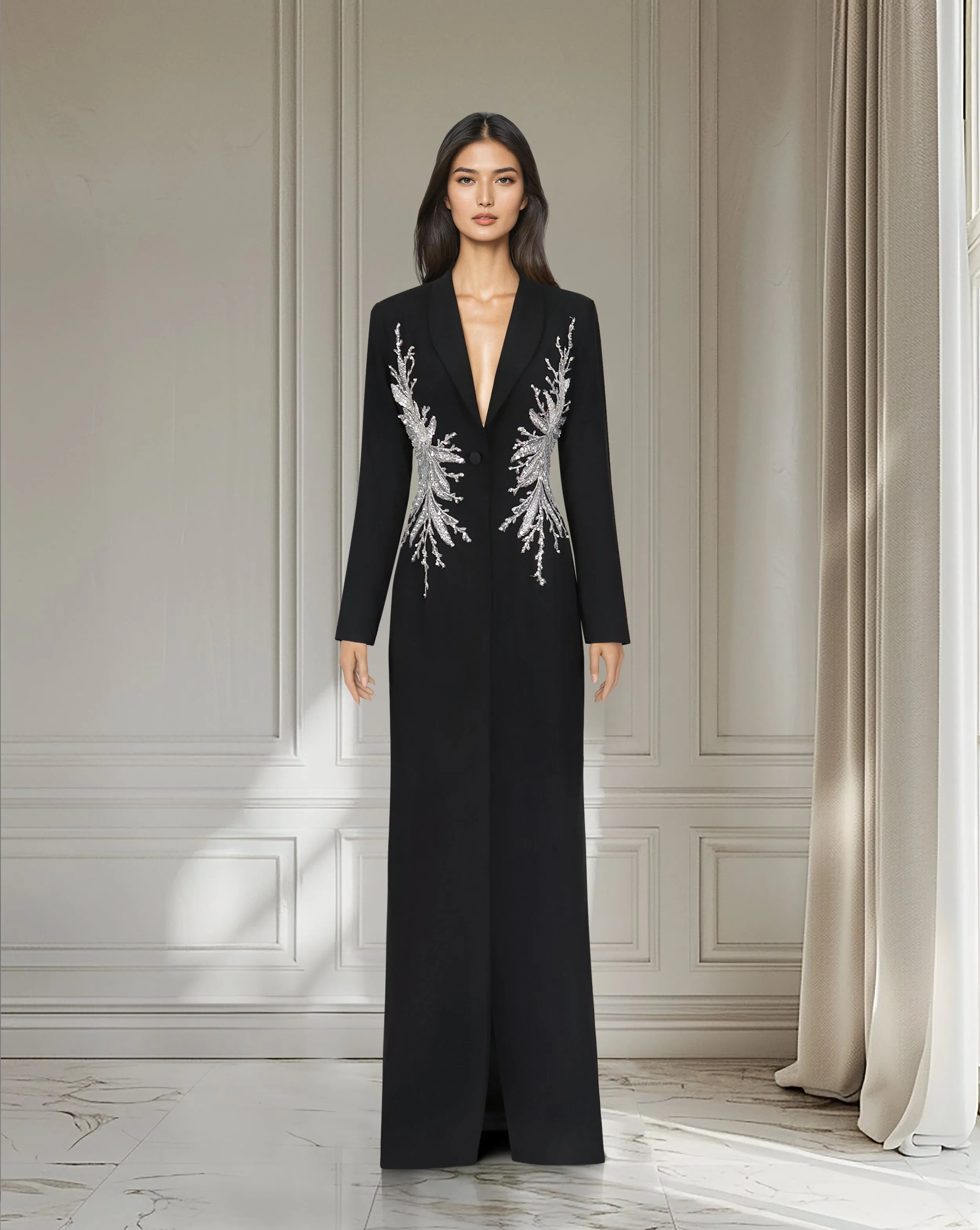 Sequined blazer black dress