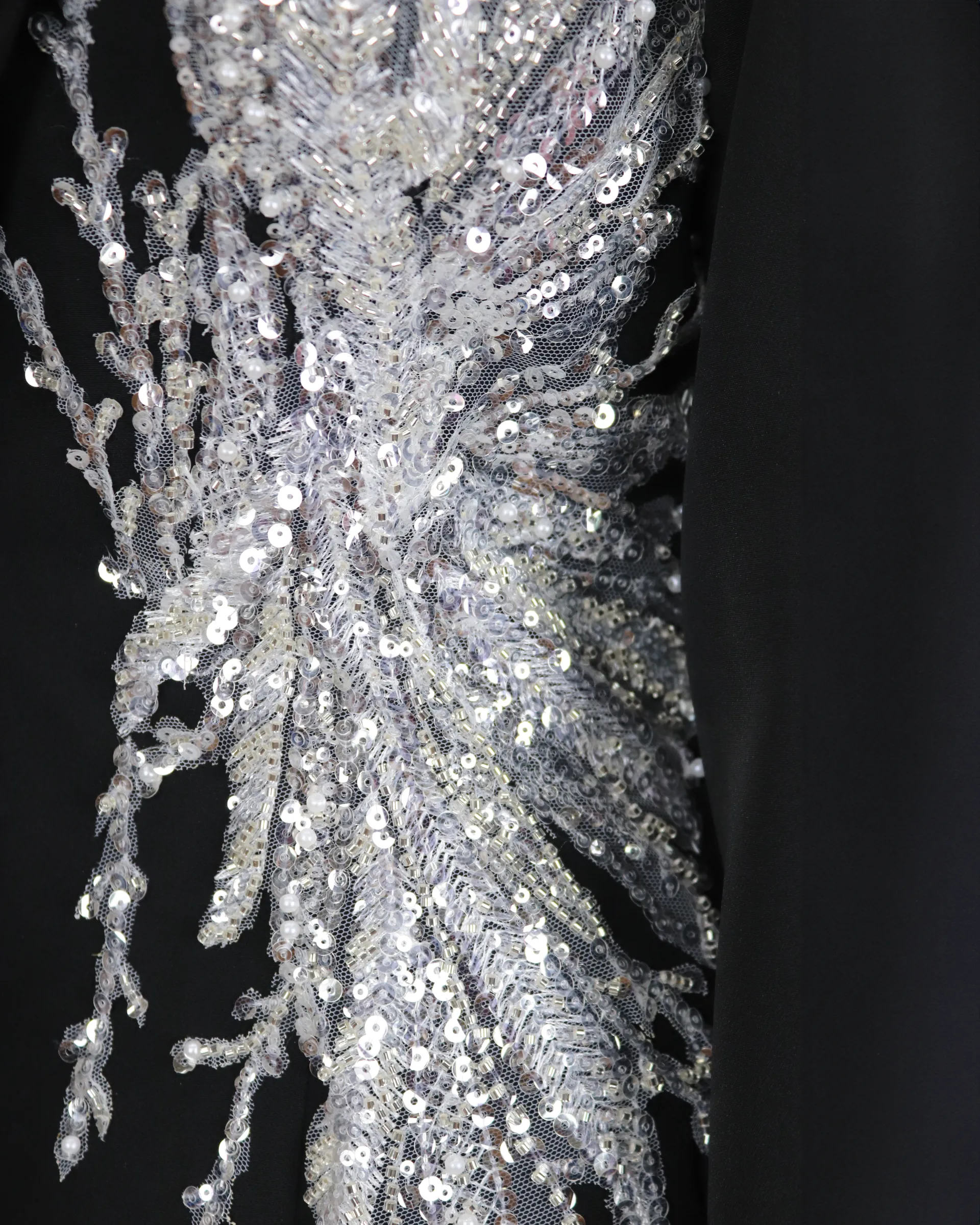 Sequined blazer dress with satin lapels