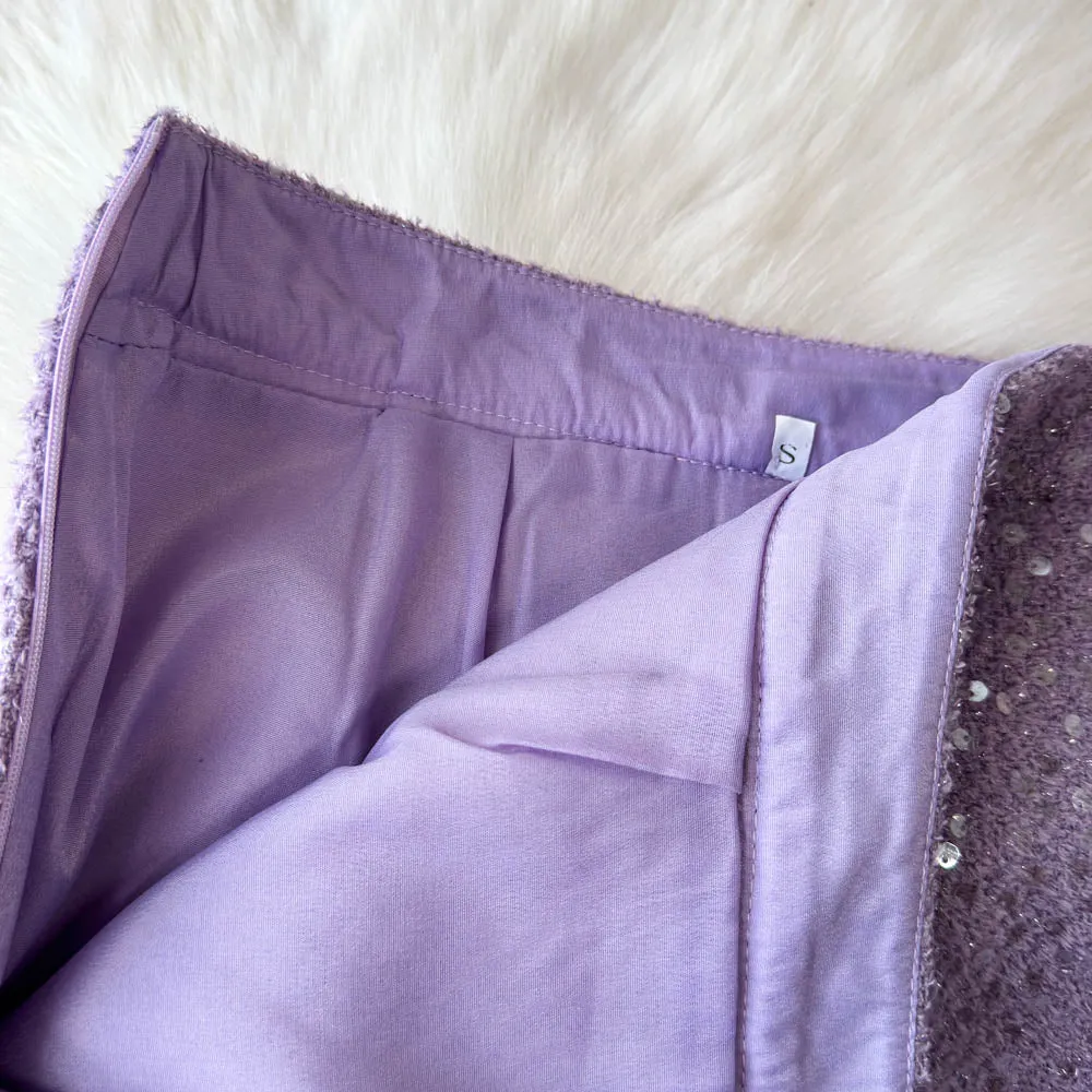Sequined Blazer&Skirt Tweed 2Pcs