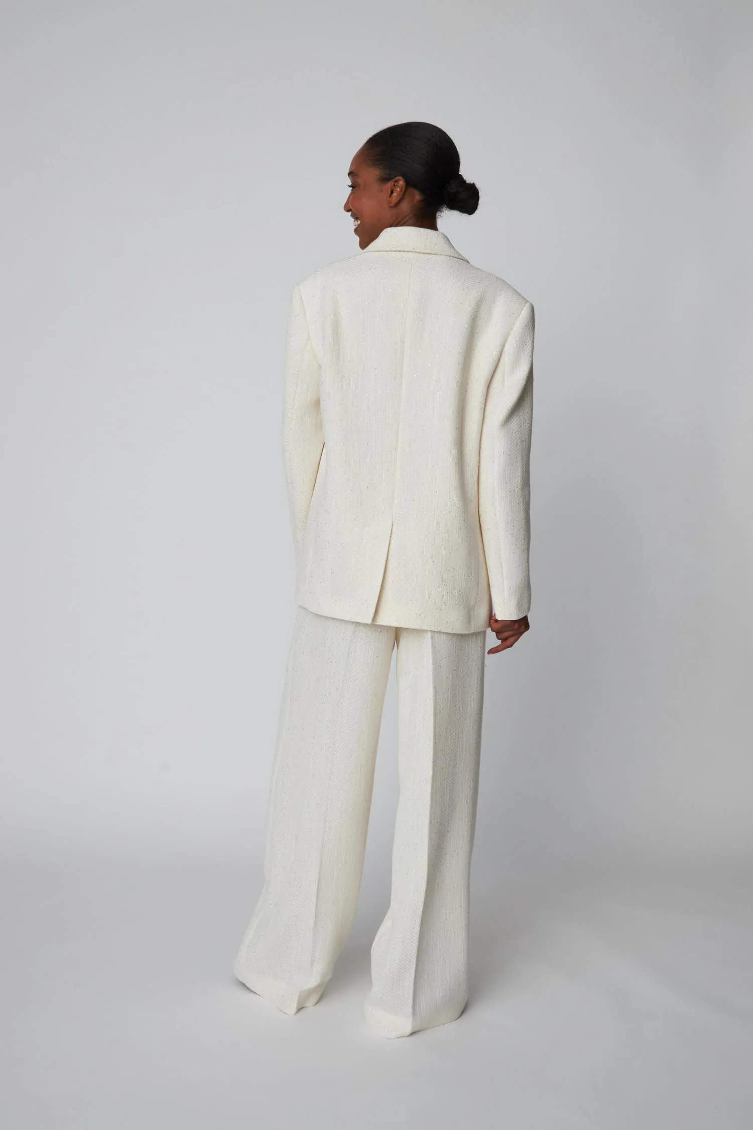 Sequined Bouclé Blazer - White