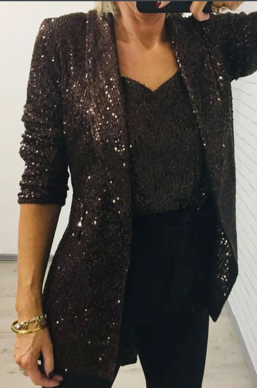 Serena Sequin Cami (Brown)