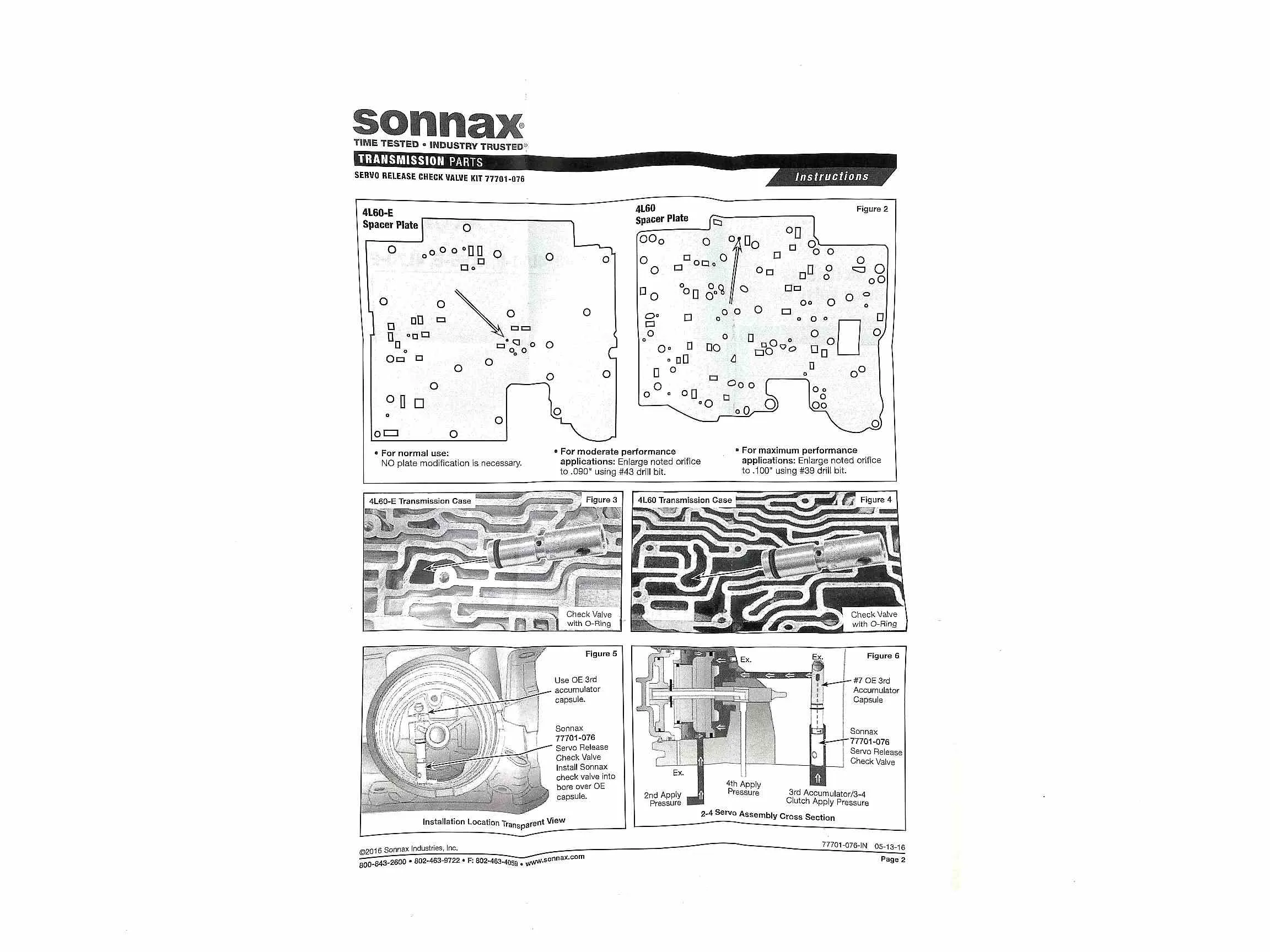 Servo Release Check Valve Kit Sonnax TH700 TH700-R4 4L60E 4L65E 4L70E