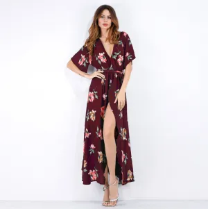 Short Sleeve Side Slit Dress