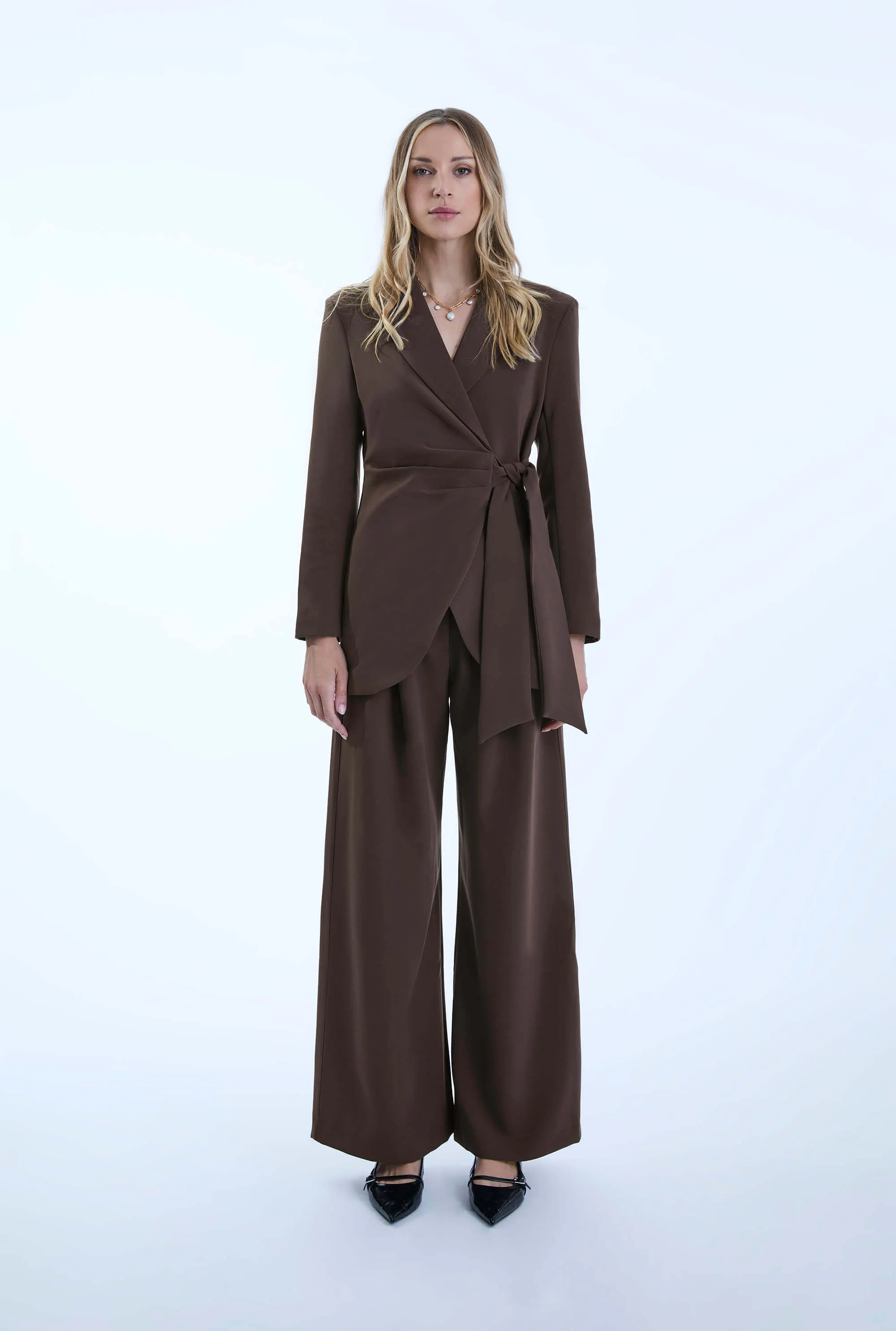Side Brown Sash Blazer