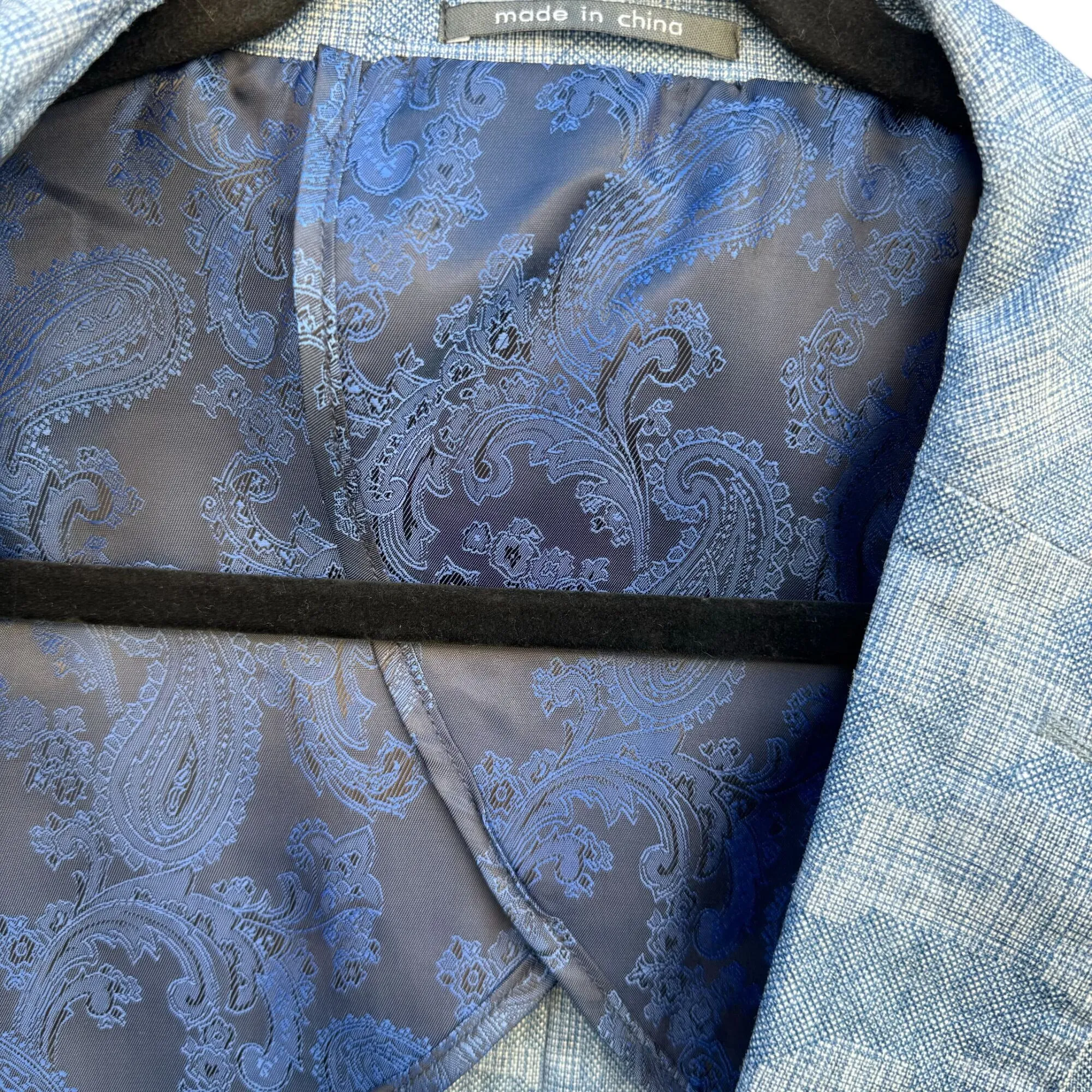 Silver Silk Diamond Collection Blue Linen Elbow Patch Blazer Pleated Dress Pants