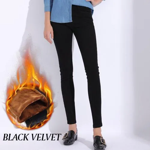 Skinny Black Jeans Woman 2017 Winter Warm Jeans For Women Plus Size Pencil Female Pants Jean Femme Women's Trousers Large Size