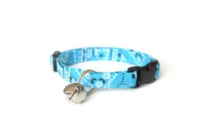 Sky Blue Paisley Bandana Print Cat Collar