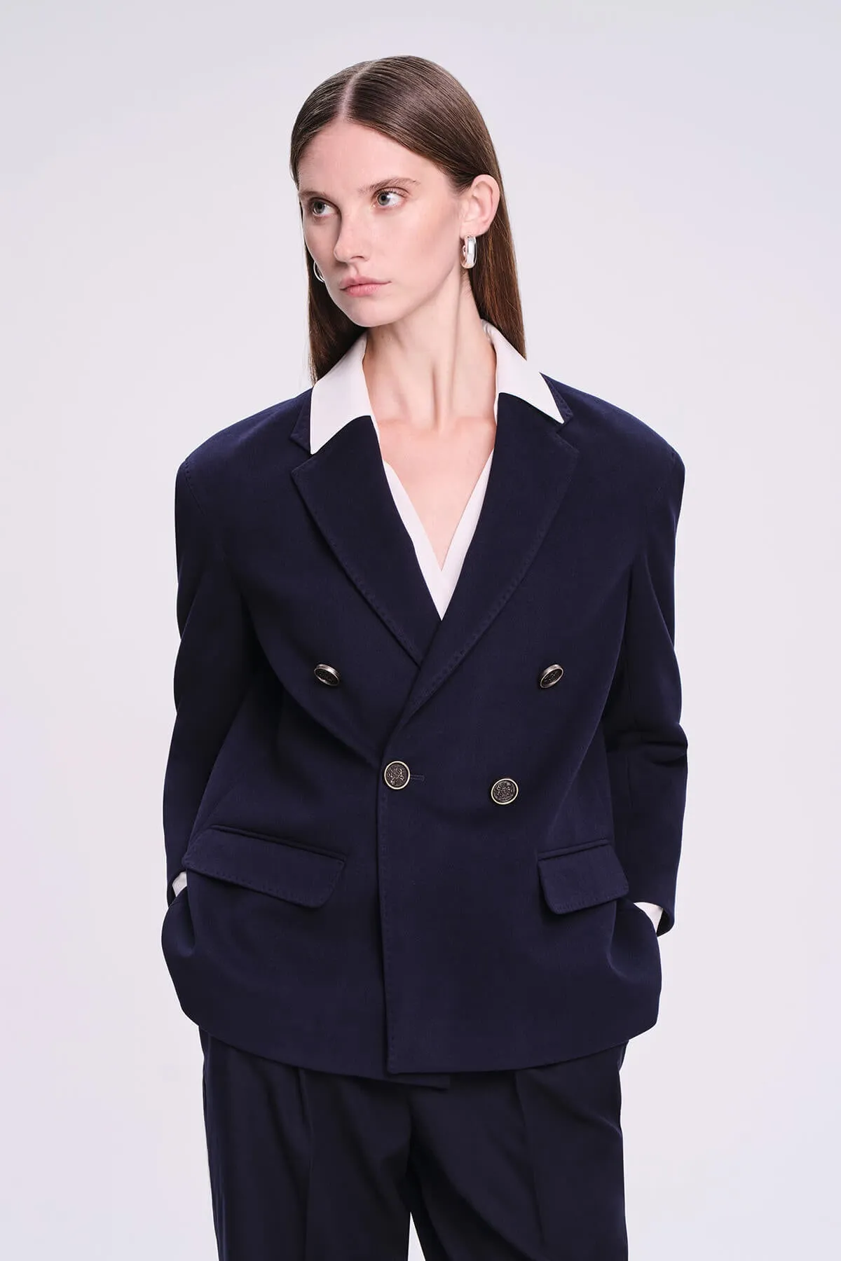 Slim Fit Double Breasted Navy Classic Blazer
