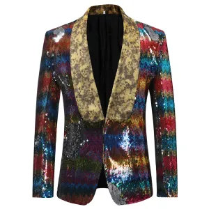Slim Fit Rainbow Gradual Sequins Blazer