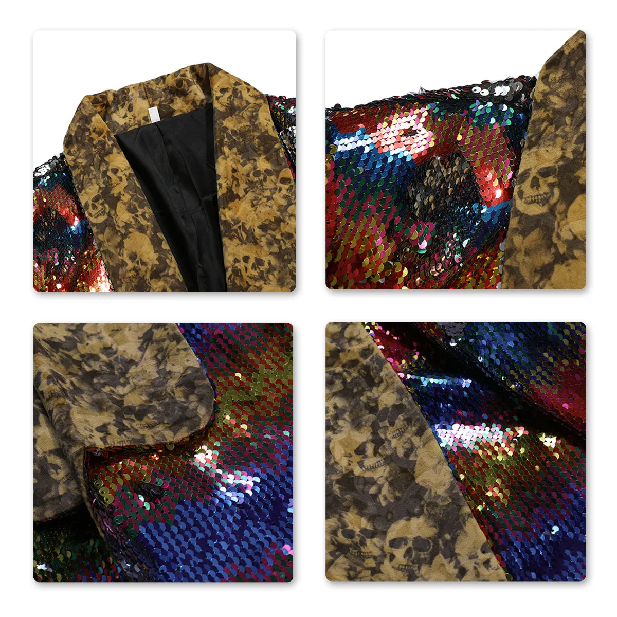 Slim Fit Rainbow Gradual Sequins Blazer