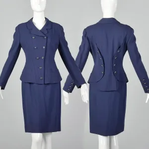Small Karl Lagerfeld 1990s Blue Skirt Suit