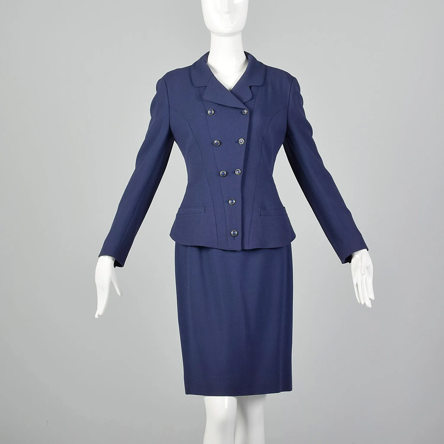 Small Karl Lagerfeld 1990s Blue Skirt Suit