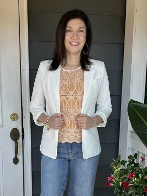 Solid Open Cream Blazer