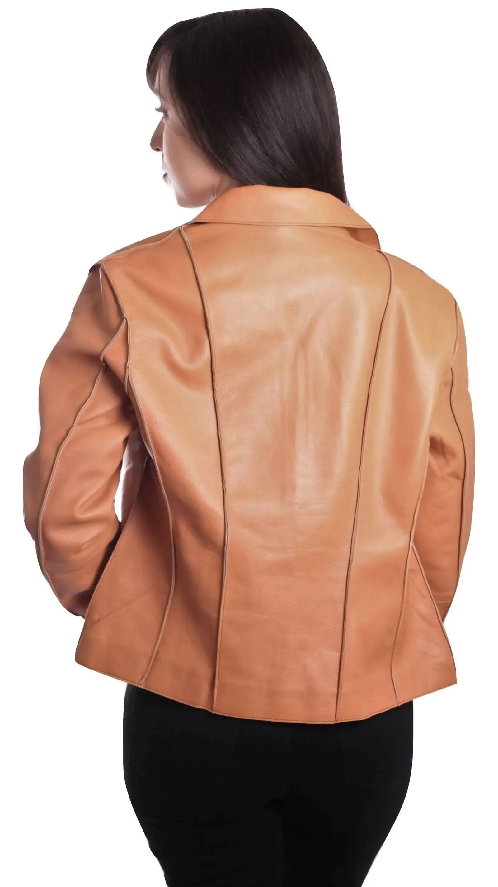 Sophisticated Aaliyah Women's Tan Sheepskin Leather Blazer
