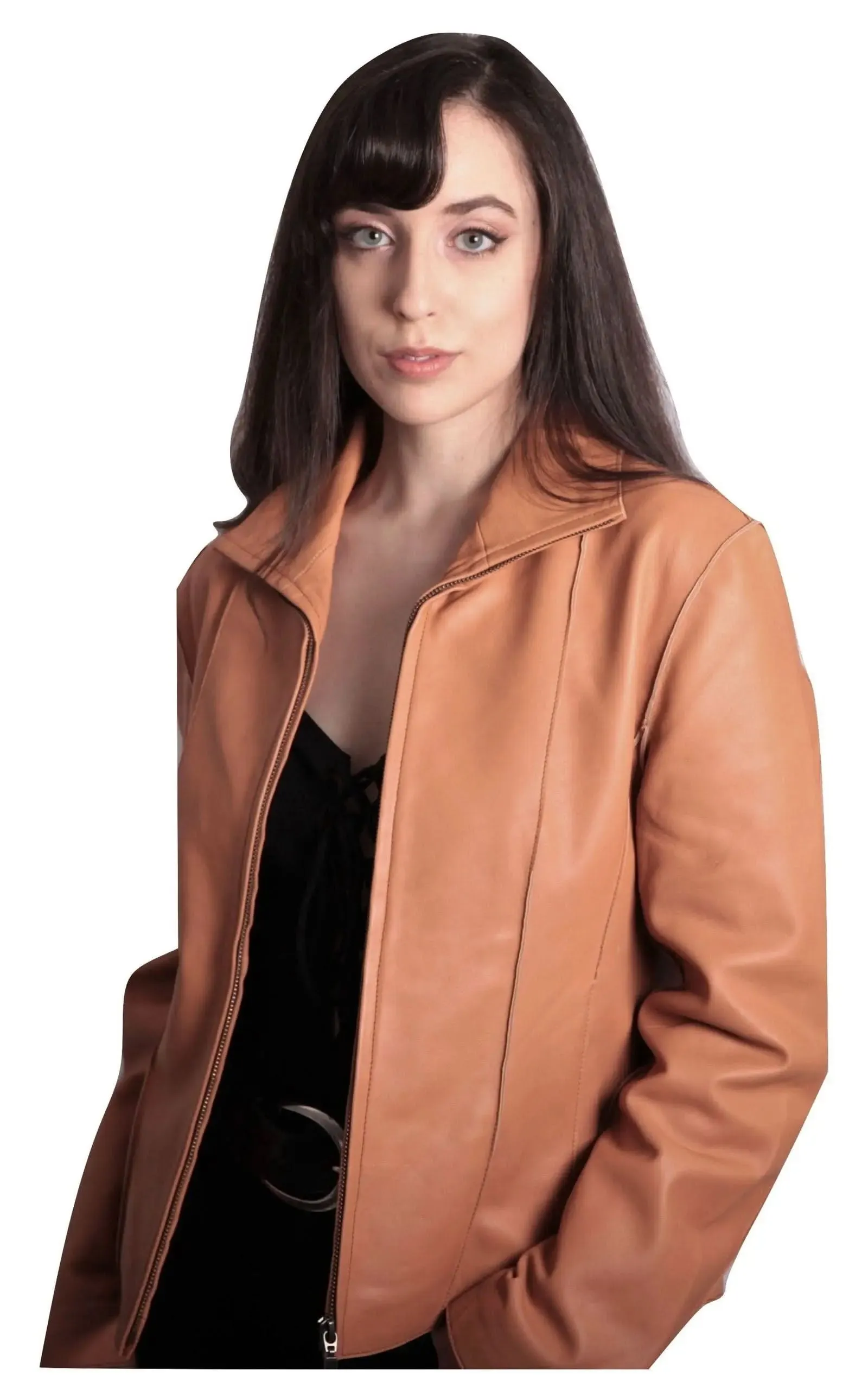 Sophisticated Aaliyah Women's Tan Sheepskin Leather Blazer