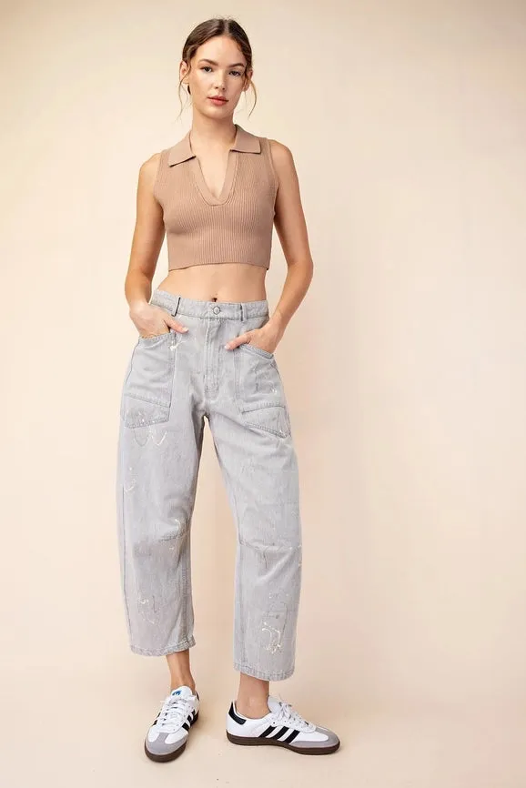Splatter Paint Barrel Jeans