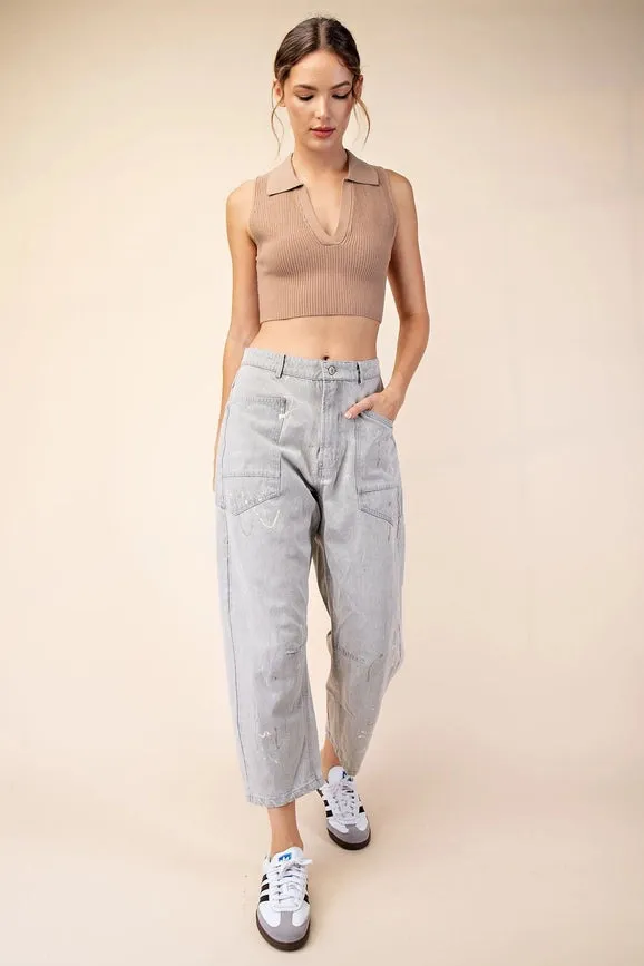Splatter Paint Barrel Jeans