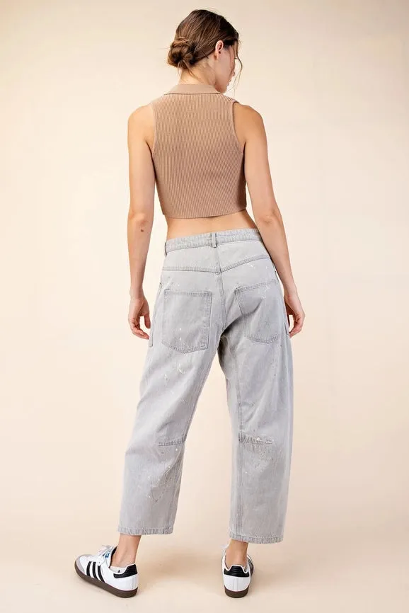 Splatter Paint Barrel Jeans