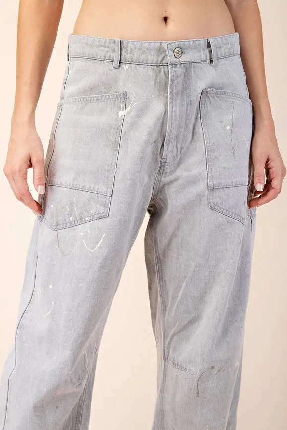Splatter Paint Barrel Jeans