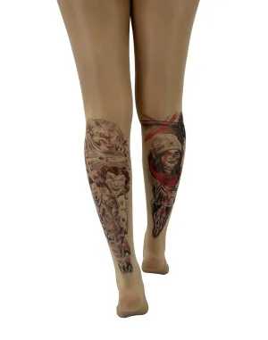 Street Art Tattoo Printed Tights