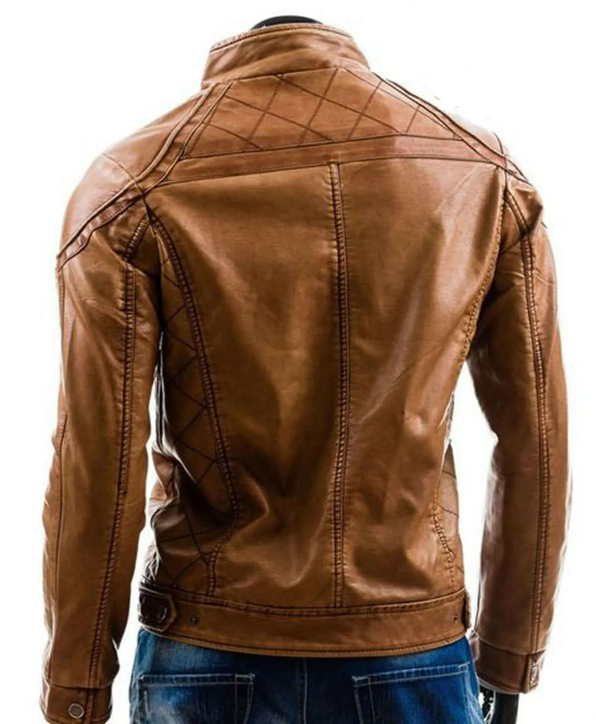 Stylish Handmade Men Brown Leather Fashionable Biker Jacket,New Motorbike Jacket