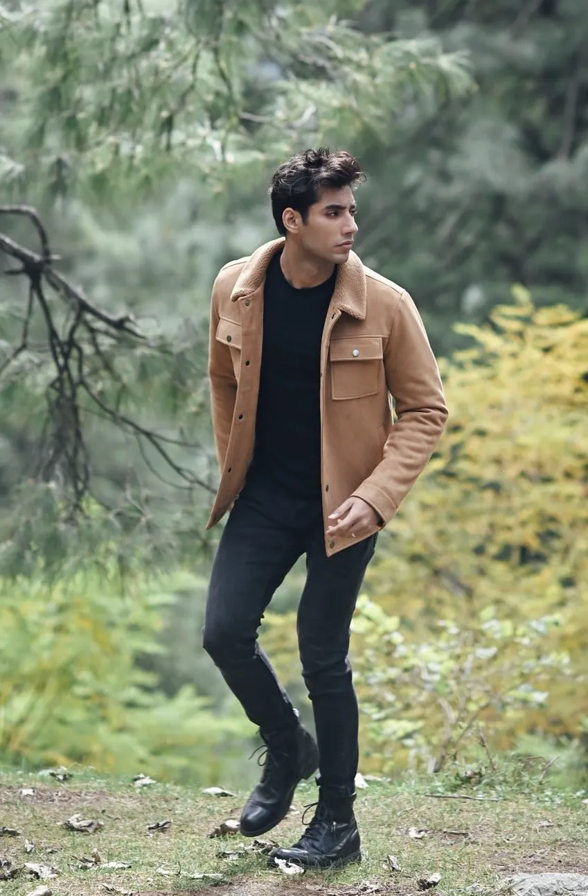 Suede Sherpa Jacket