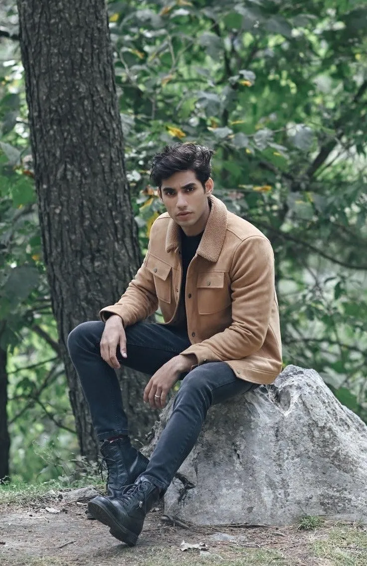 Suede Sherpa Jacket