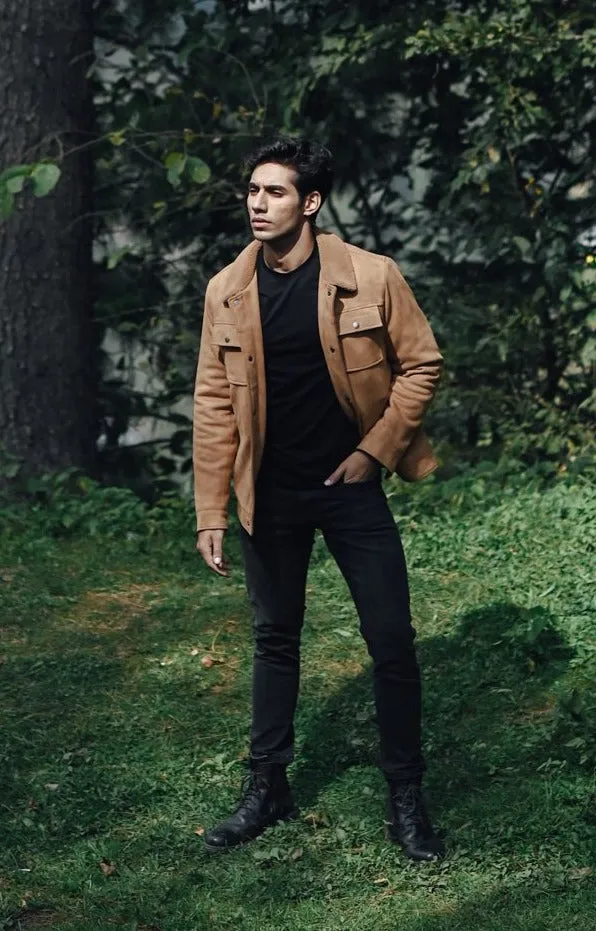 Suede Sherpa Jacket