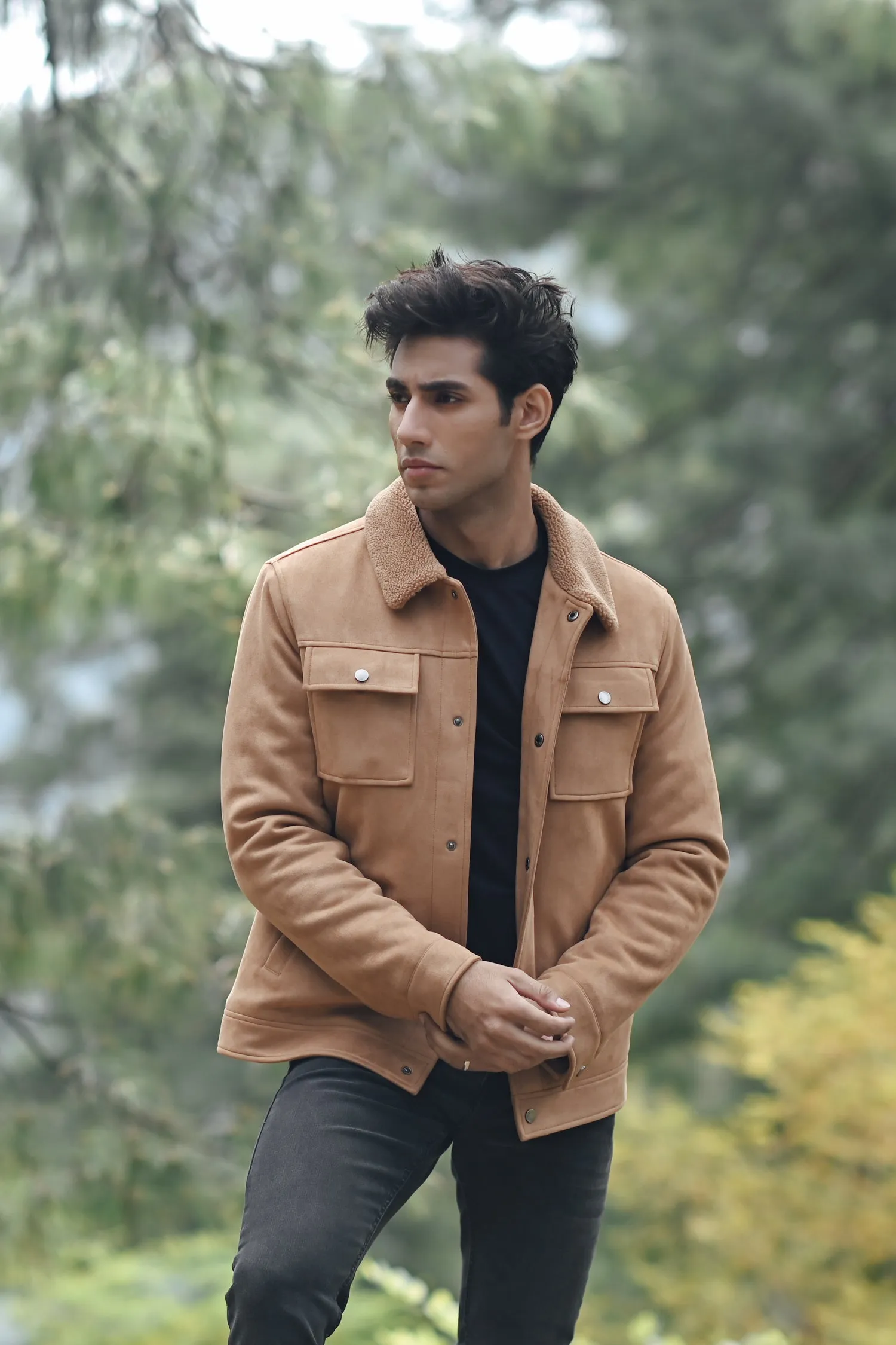Suede Sherpa Jacket