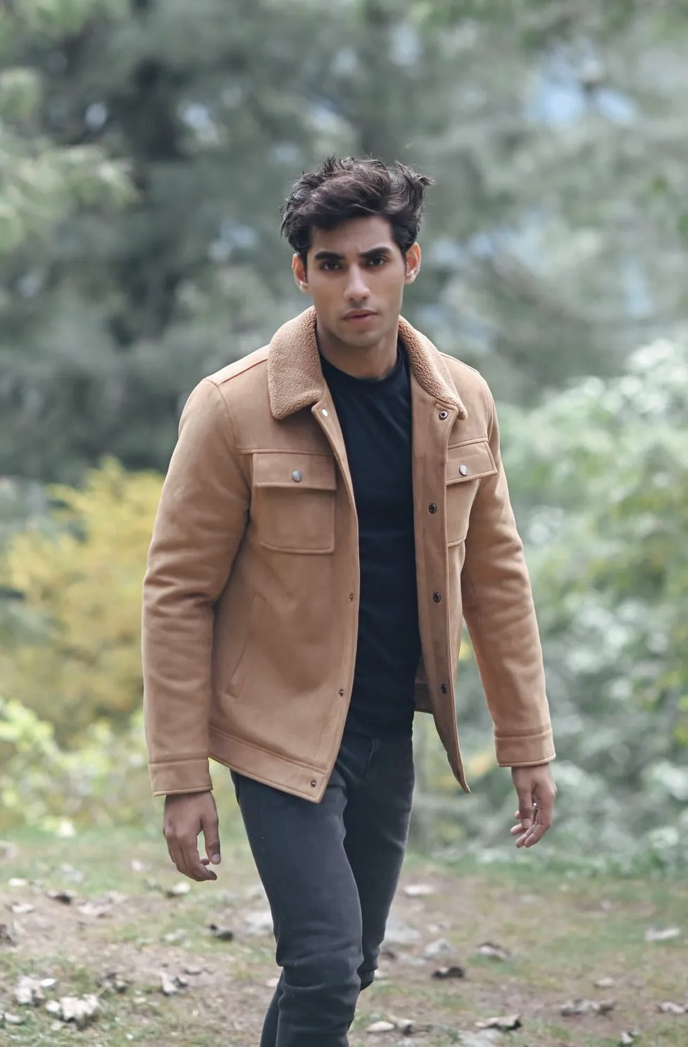 Suede Sherpa Jacket