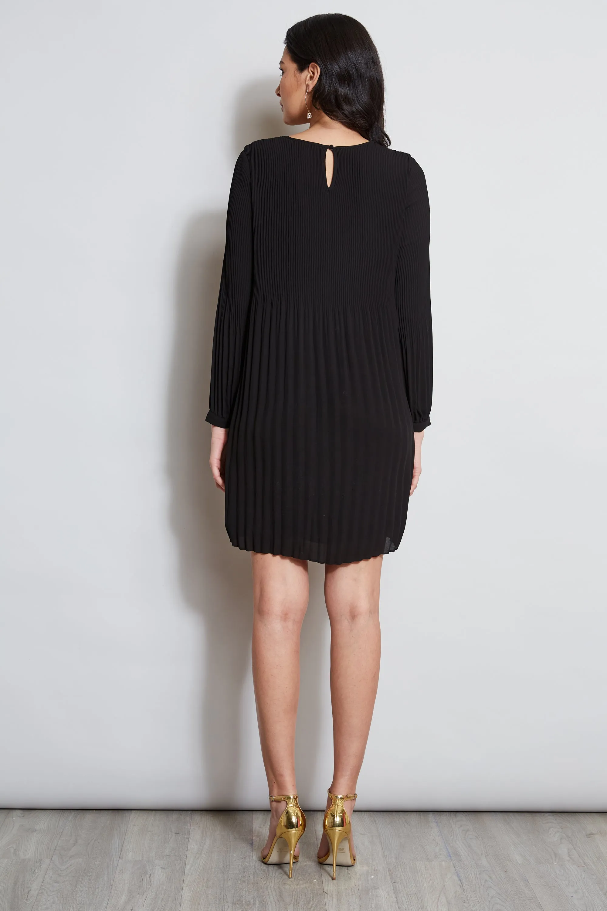 T-Tahari Pleated Chiffon Shift Dress