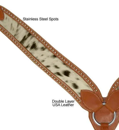 Tahoe Cow Poke Hair Inlaid Breast Collar Mini Horse USA Leather