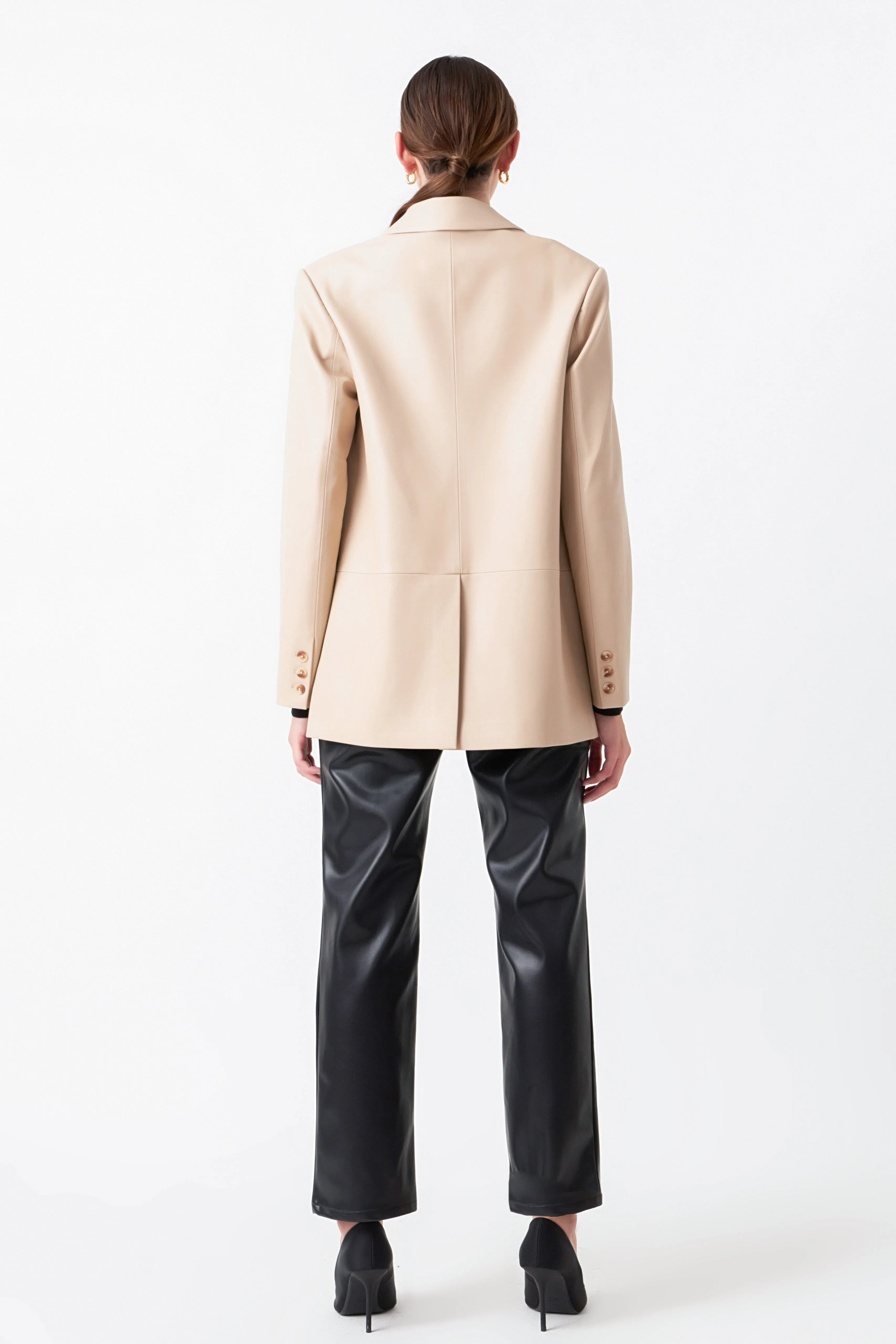 Taupe Vegan Leather Blazer