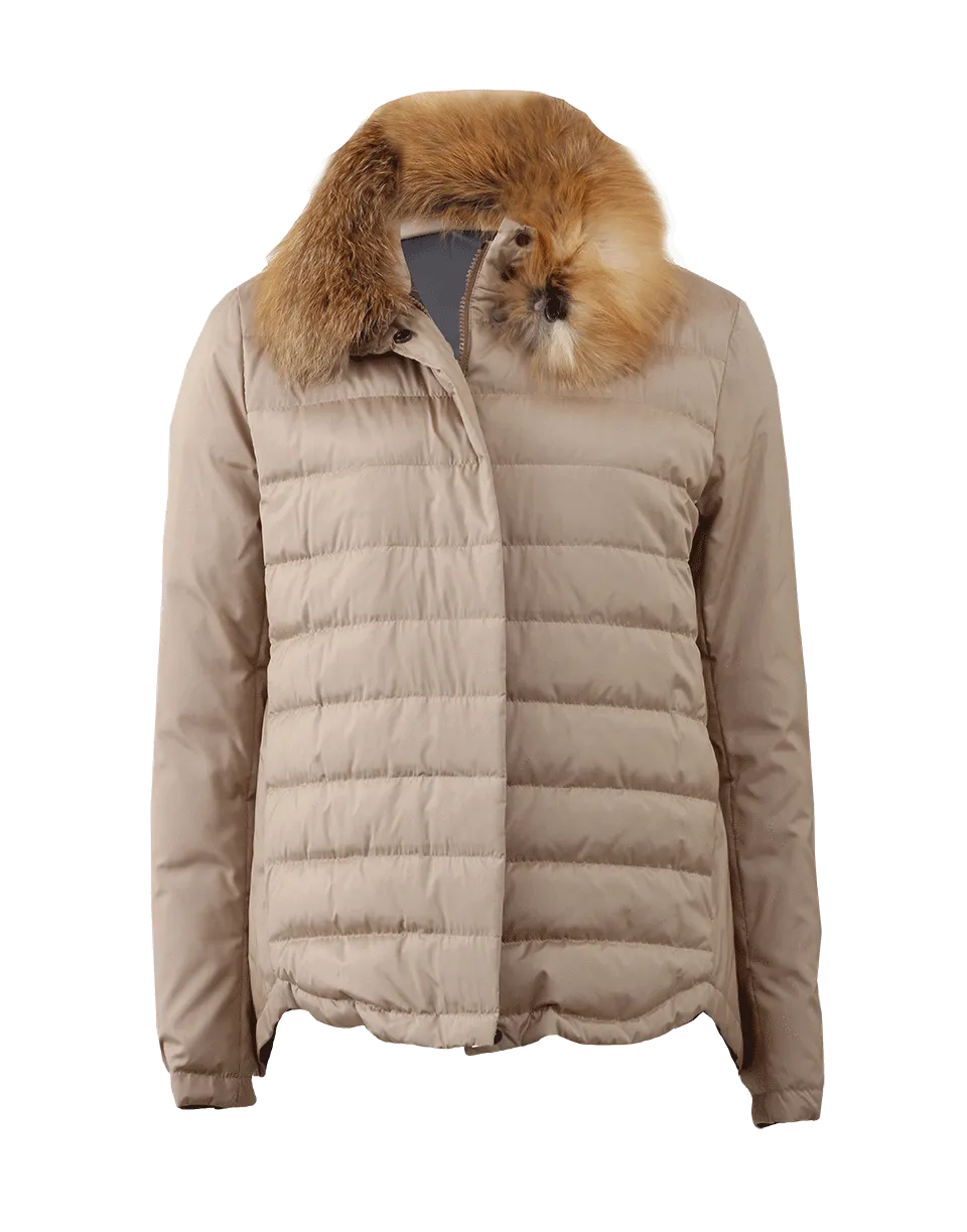 Technical Puffer With Fur Collar