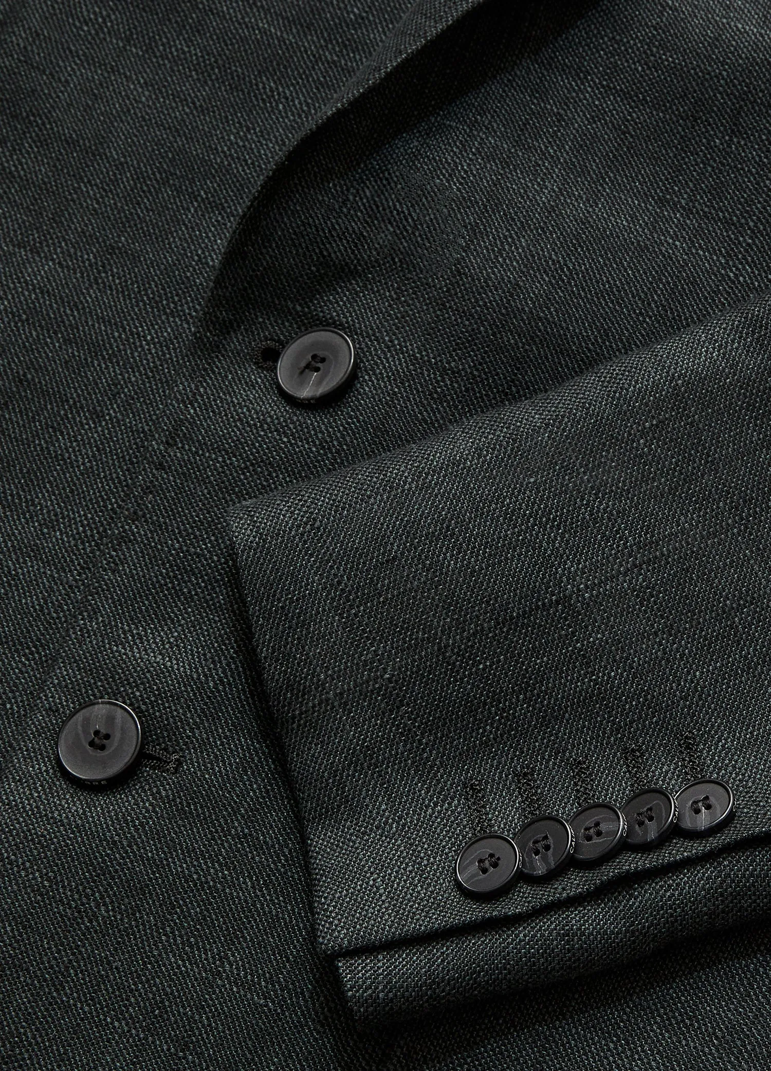 Textured Linen Wool Blazer Dark Khaki