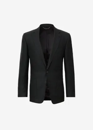 Textured Linen Wool Blazer Dark Khaki