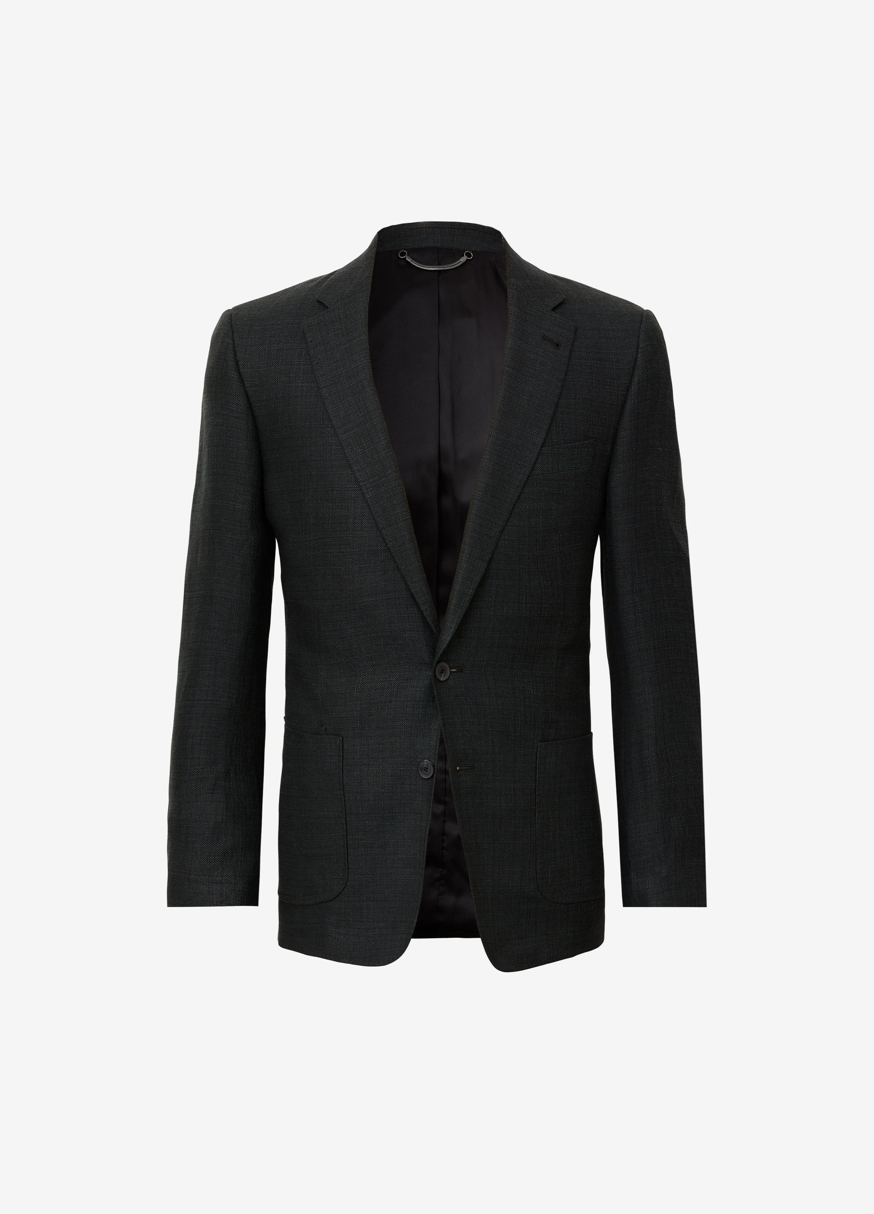 Textured Linen Wool Blazer Dark Khaki
