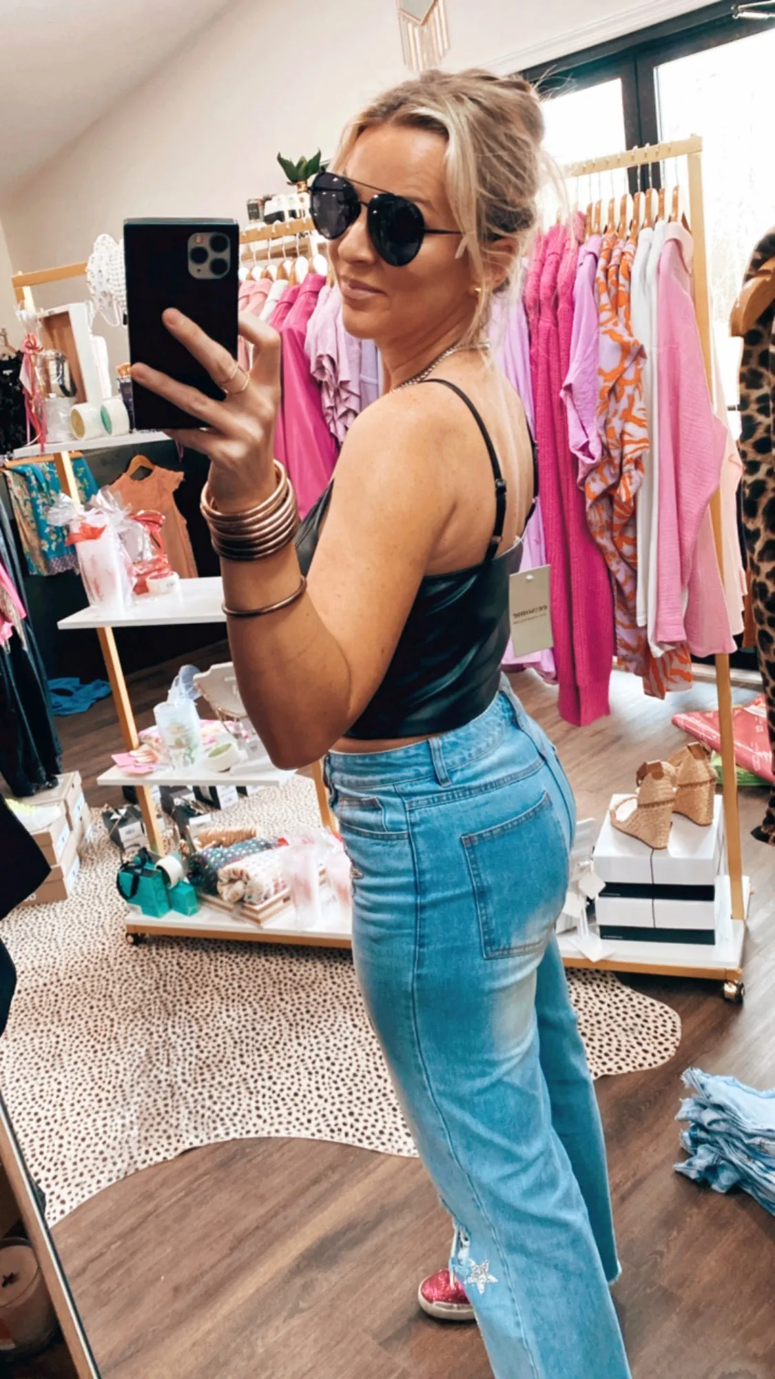 The Alex Faux Leather Crop in Black