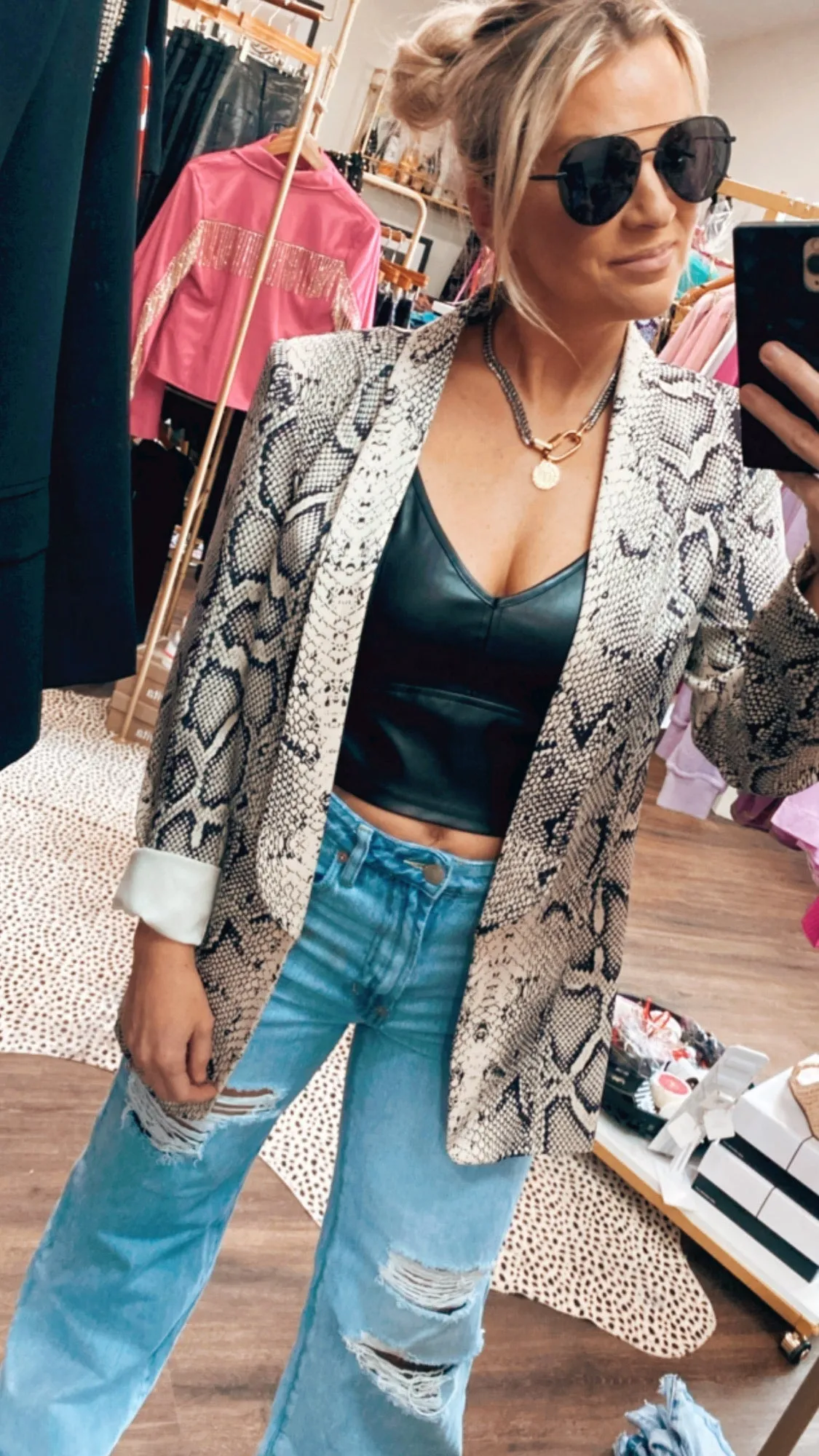 The Alex Faux Leather Crop in Black