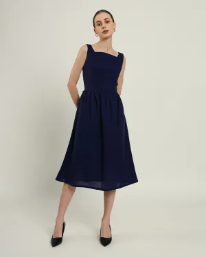 The Mihara Daisy Midnight Blue Linen Dress