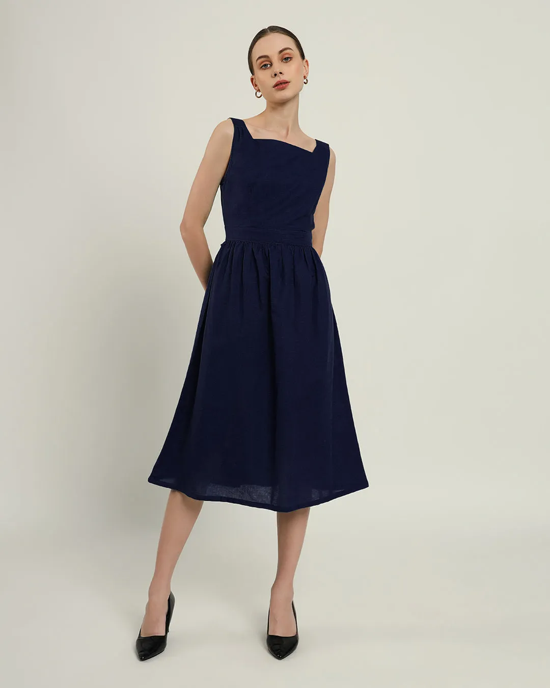The Mihara Daisy Midnight Blue Linen Dress