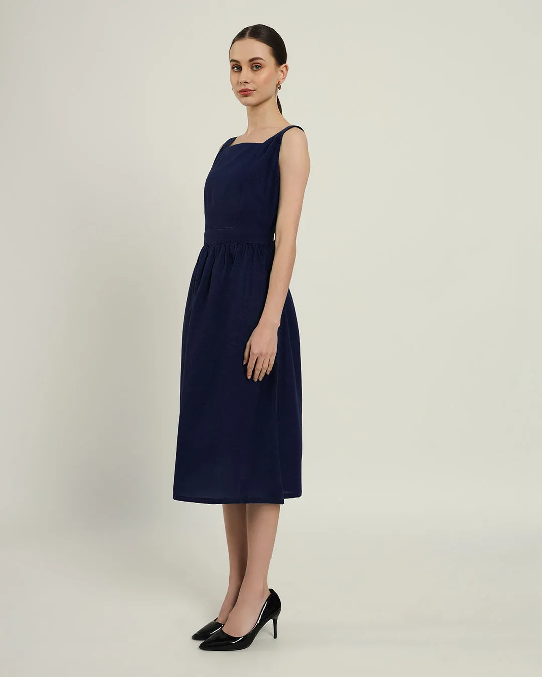 The Mihara Daisy Midnight Blue Linen Dress