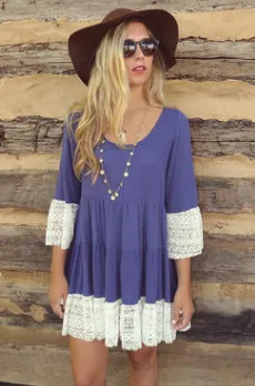 Tiered Loose Lace Hem Dress